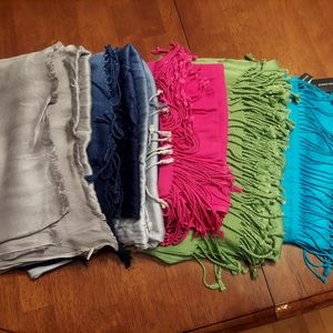 Set of 5 Pashmina style scarves/wraps - $5 each!